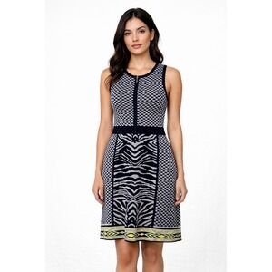 Hale Bob Womens Knit Navy Green Dress Size S